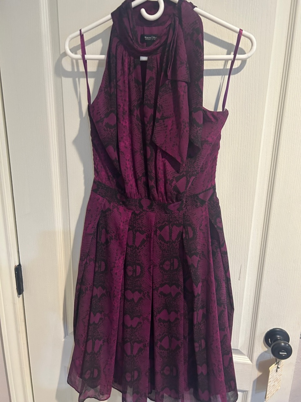White House Black Market Purple Snake-Print Dress